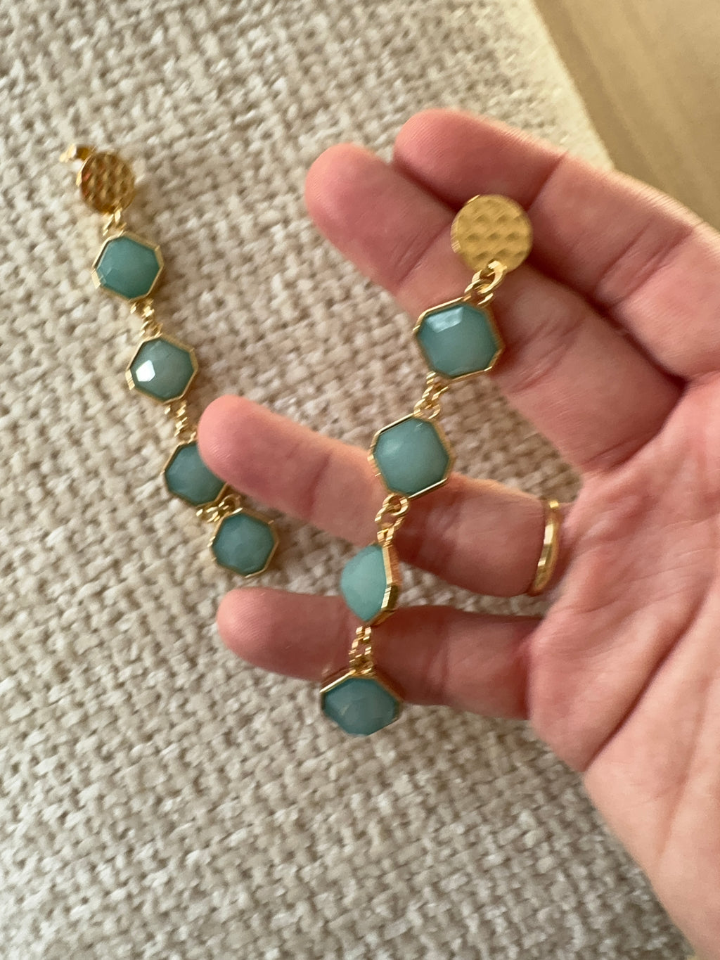 Pendientes largos turquesa
