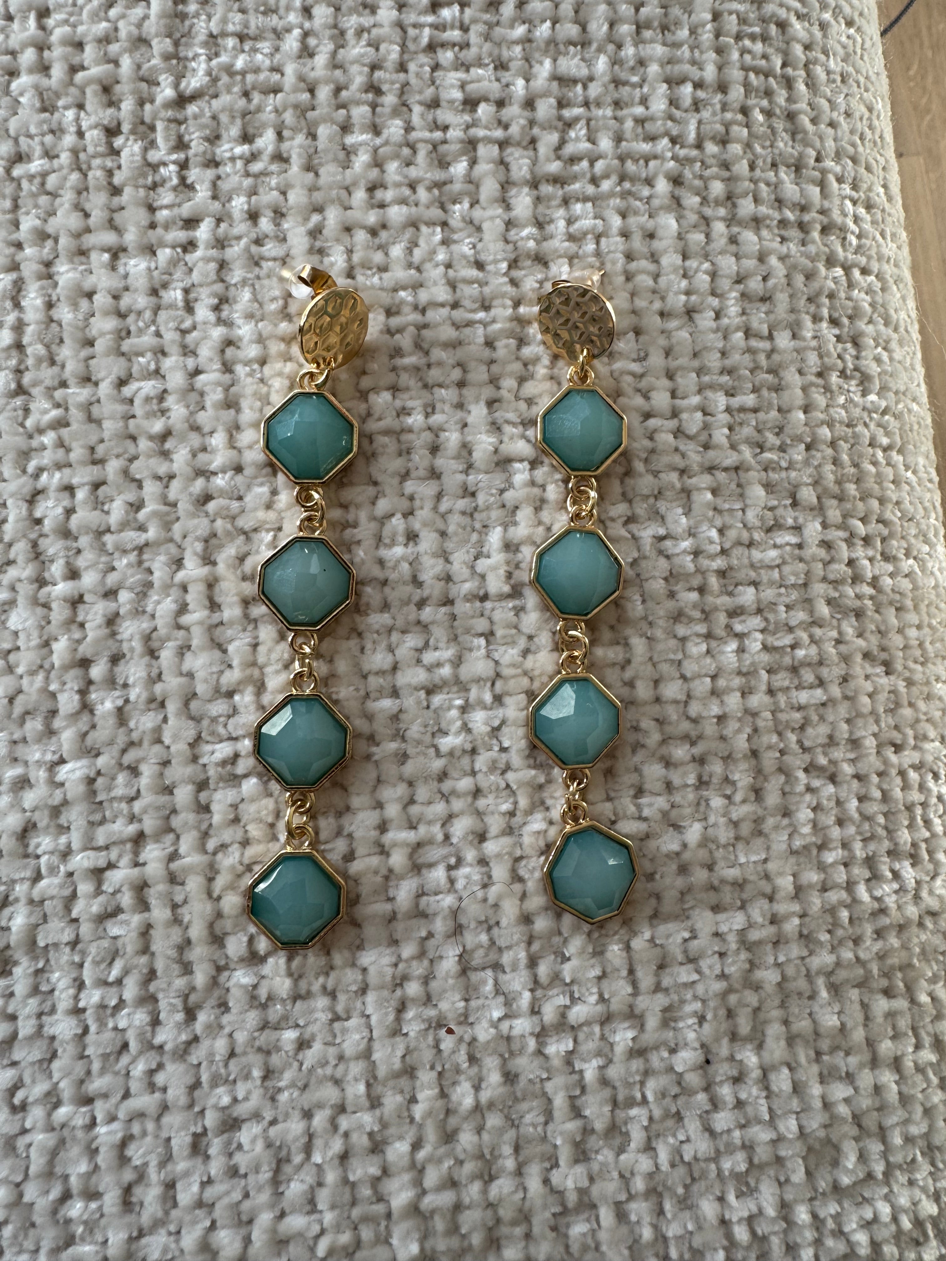 Pendientes largos turquesa