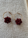 Pendientes flor vino