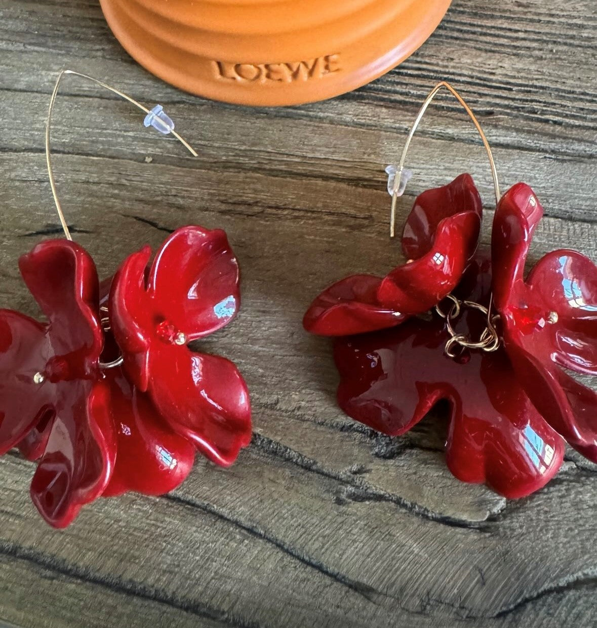 Pendientes flor rojos